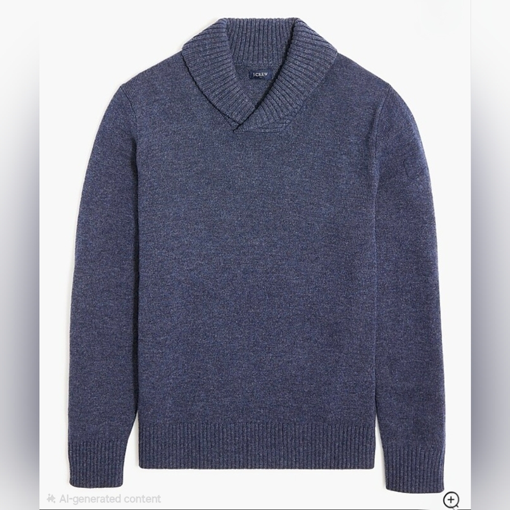 J.Crew Supersoft Lambswool Blend Shawl Collar Sweater Mens Navy Blue Size Small
